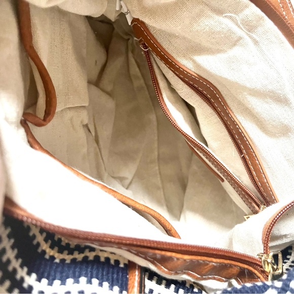🍭3/$15 Sandra Roberts navy blue & white striped fringe large tote handbag - Picture 14 of 14